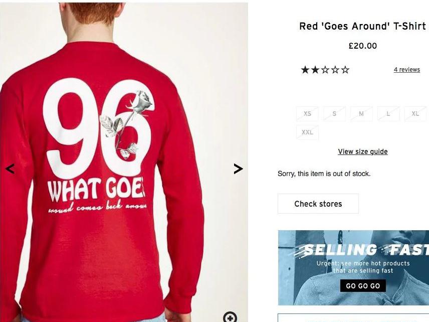 Topman stops selling red &apos;96&apos; T-shirt after fury from Liverpool fans and Hillsborough survivors