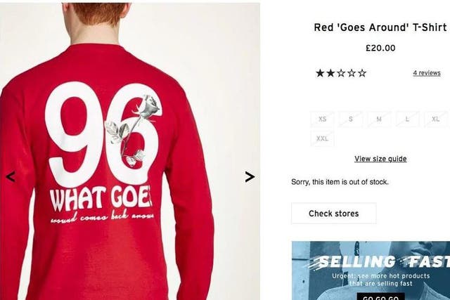 The 'goes around' t-shirt that is now no longer visible on the Topman website