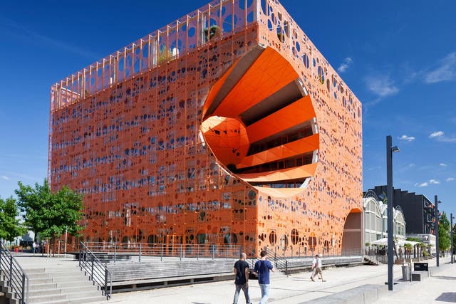 The Orange Cube (Le Cube Orange) in the La Confluence district in Lyon