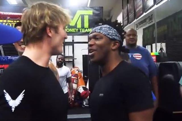 The two came face to face at the Mayweather Boxing Club in Las Vegas