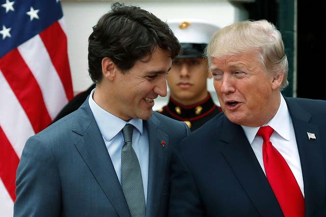 President Trump welcomes Canadian Prime Minister Trudeau at the White House in Washington