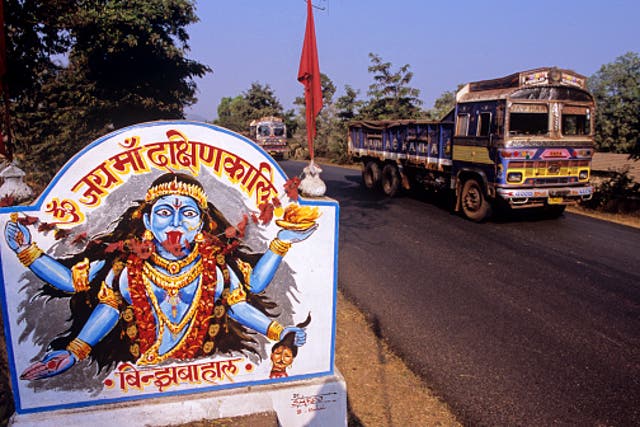 Juggernaut: originally a huge wagon bearing a Hindu god
