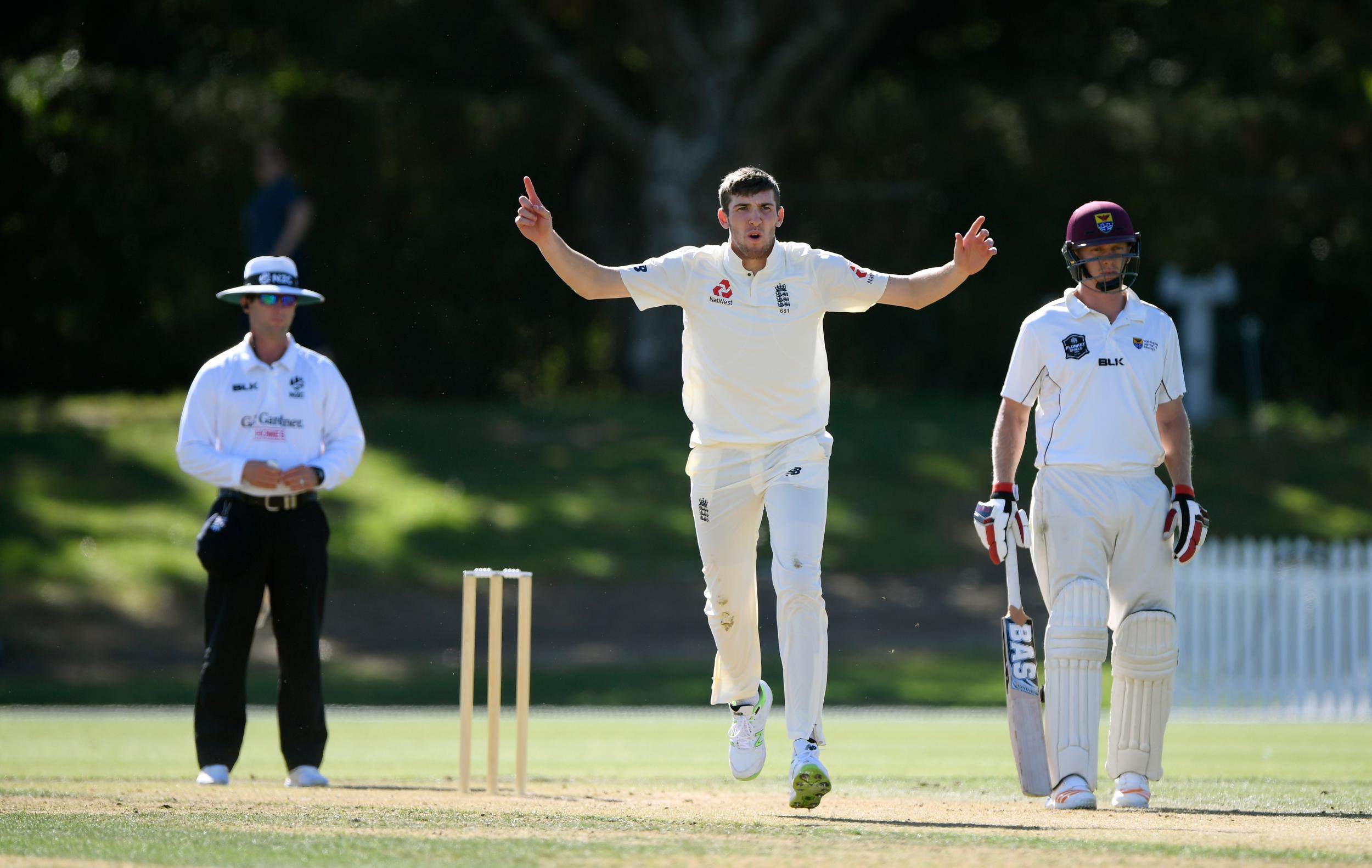 Craig Overton celebrates after dismissing Nathan Smith
