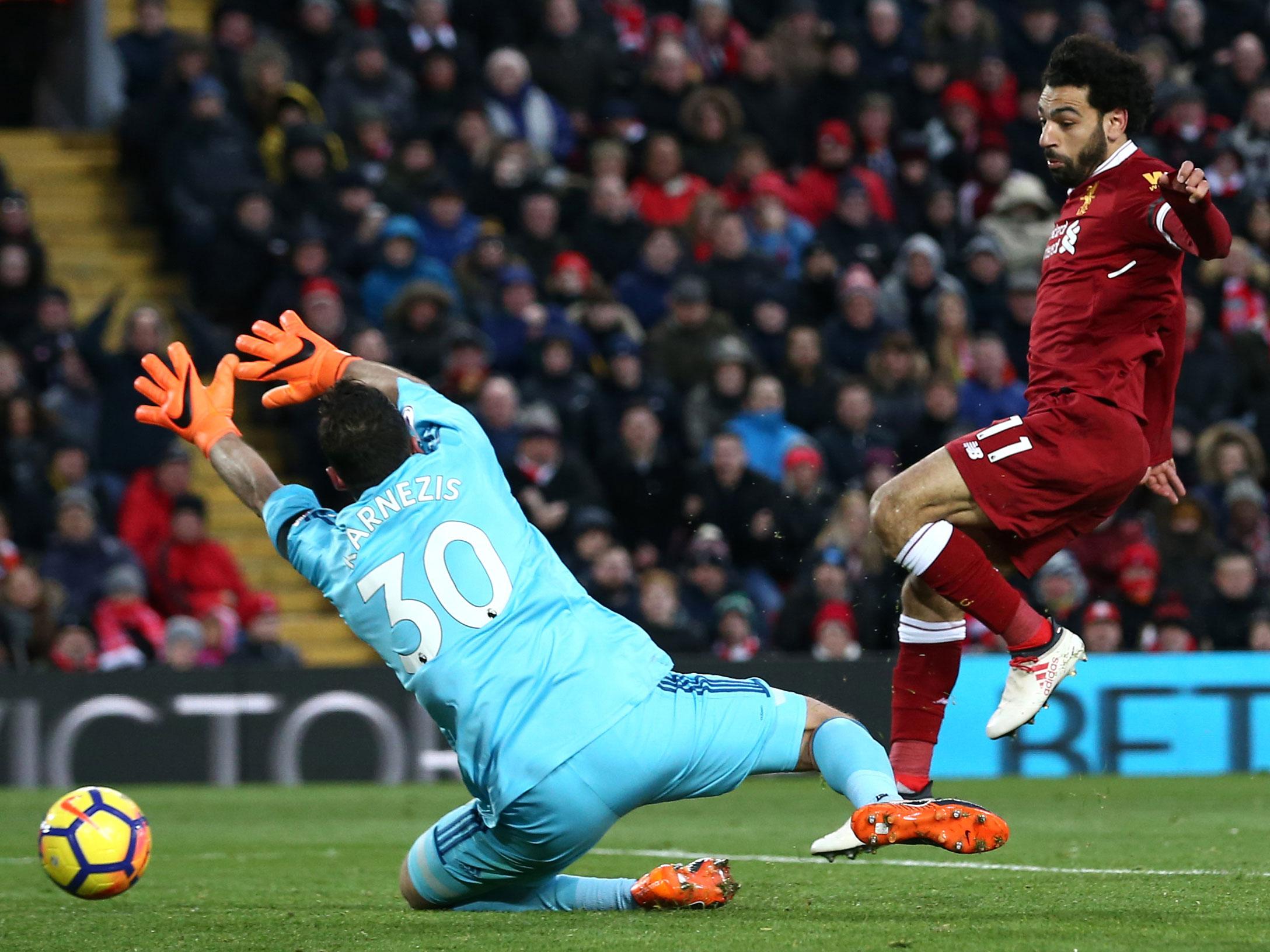 Salah soon made it two from Andrew Robertson's cross