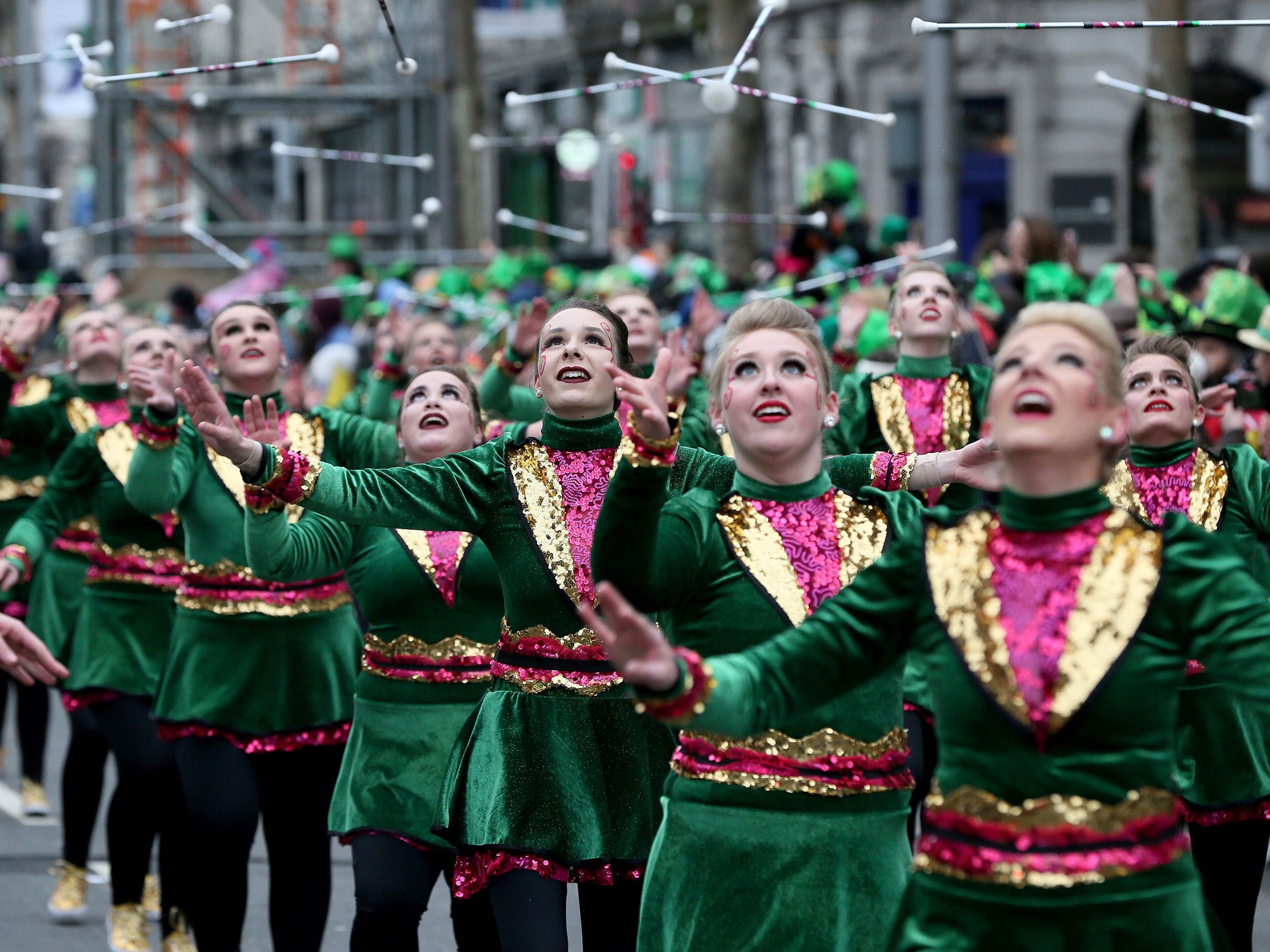 Performers take part in the St Patrick's Day parade in Dublin