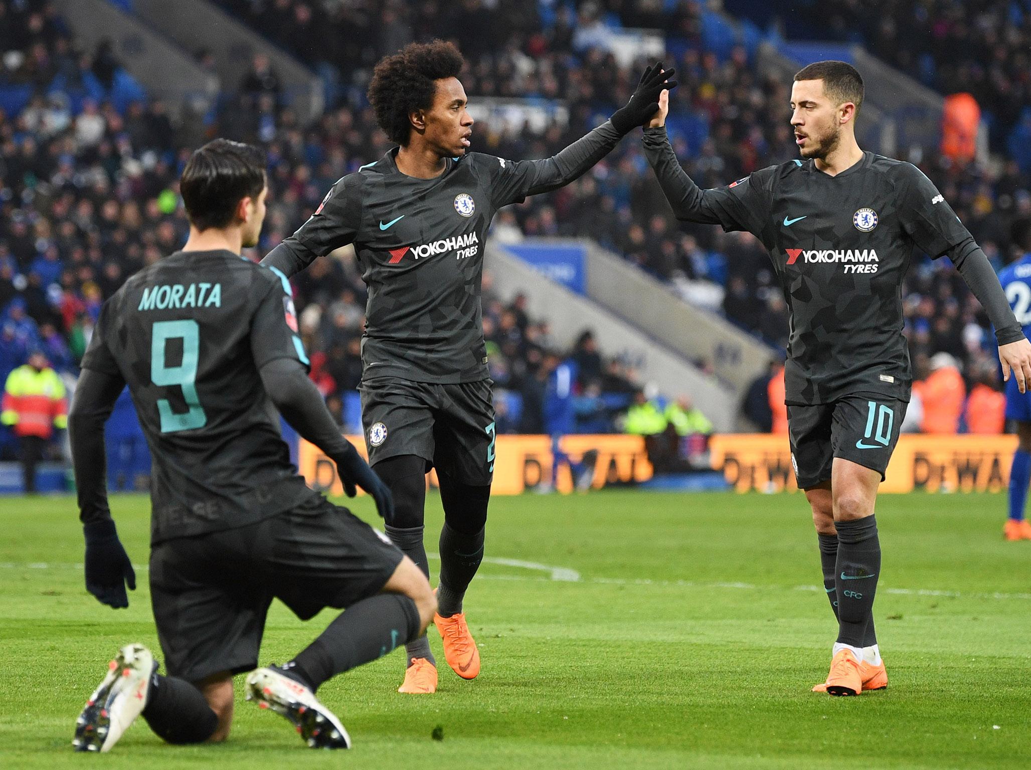 &#13;
Willian was involved with the goals for Chelsea again on Sunday &#13;
