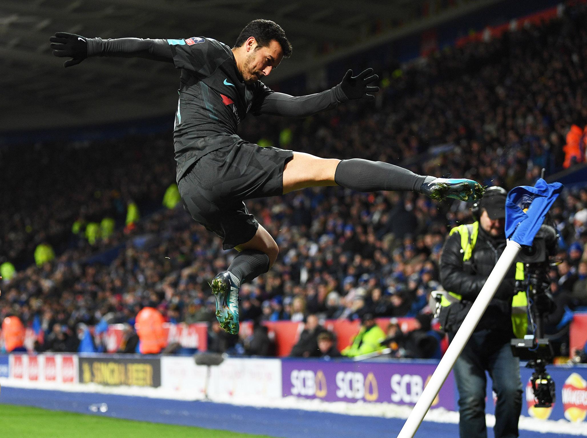 Pedro celebrates his extra-time strike