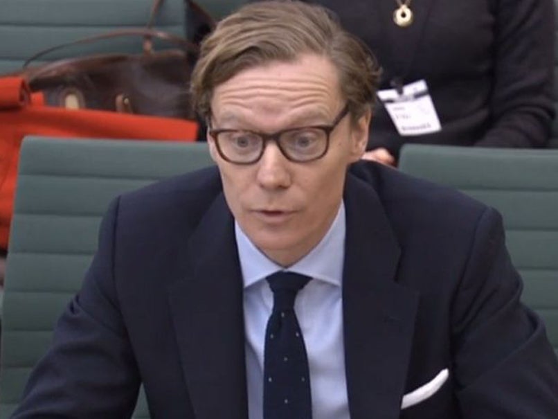 Alexander Nix giving evidence to the committee in February – after which he was accused of making 'false statements'