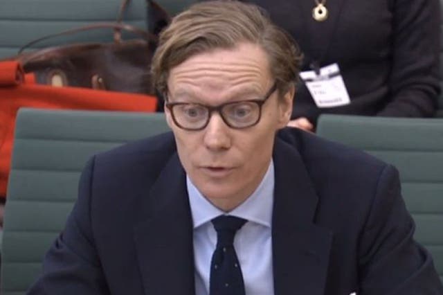 Alexander Nix giving evidence to the committee in February – after which he was accused of making 'false statements'