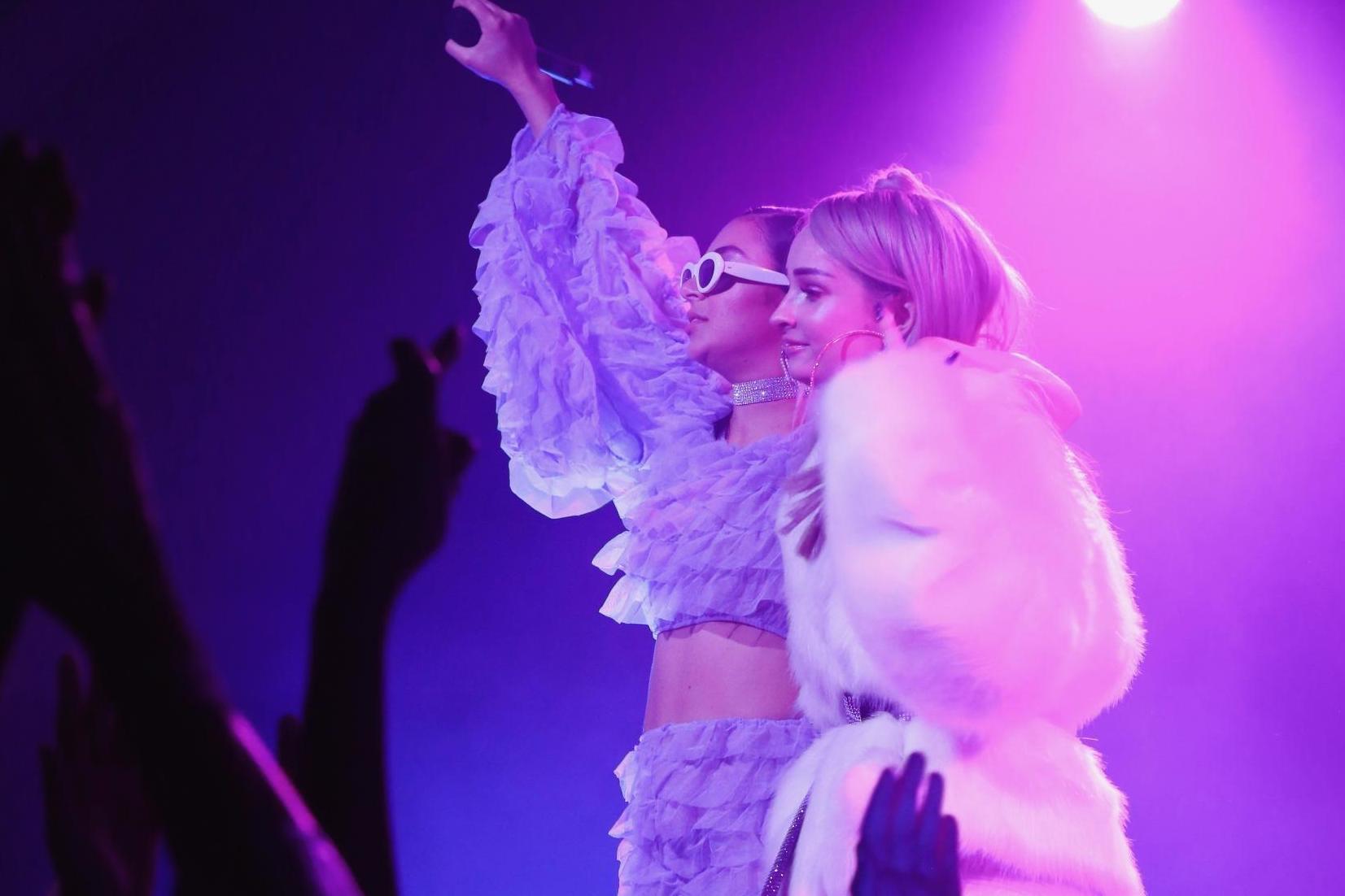 Charli XCX and Kim Petras onstage in Brooklyn. Credit: Henry Redcliffe