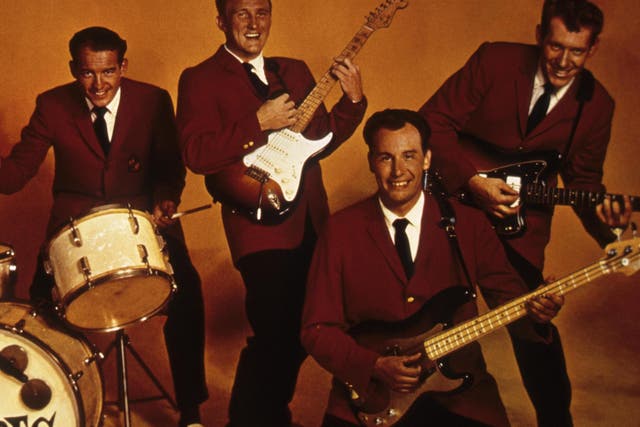 Edwards (third from left) with the band in their heyday. His nimble, melodic guitar work spawned many imitators