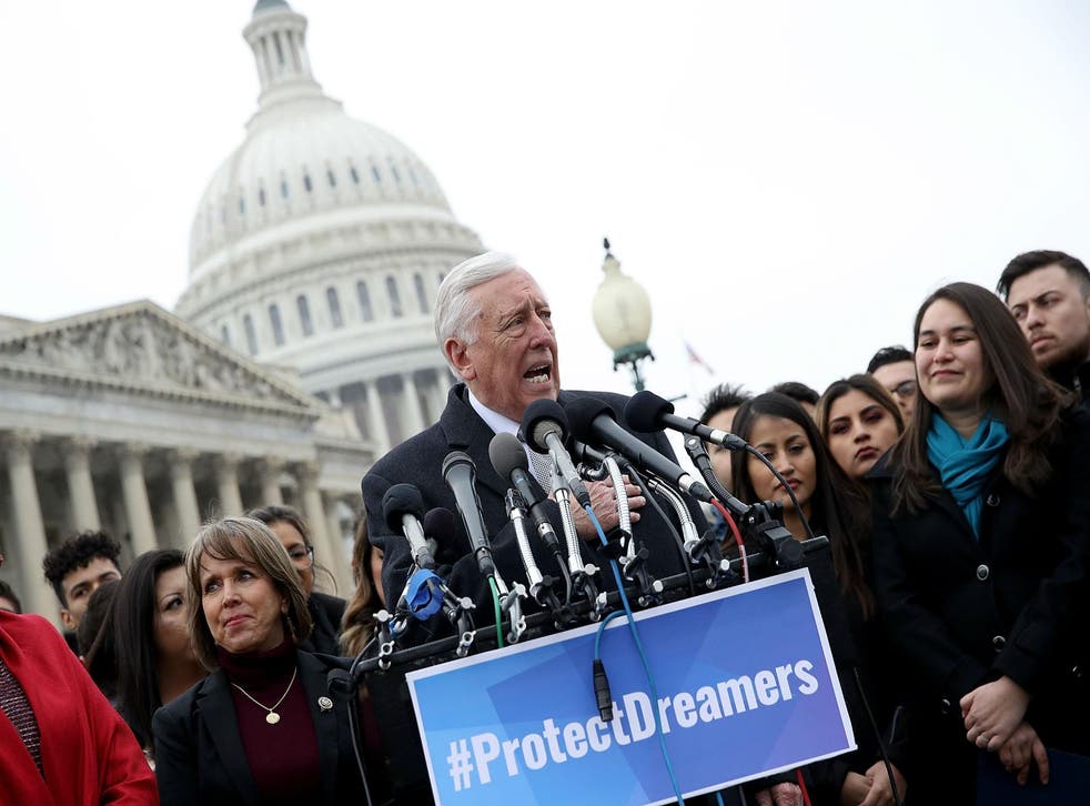 House Minority Whip Steny Hoye holds a news conference with dreamers from nearly 20 states outside the US Capitol in January