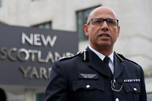 Assistant Commissioner Neil Basu speaks to the media outside New Scotland Yard