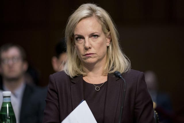 Homeland Security Secretary Kirstjen Nielsen appears before a Senate Intelligence Committee hearing on election security on Capitol Hill
