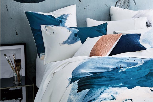 Bedding, such as that by Sheridan, sees brushstrokes move beyond the canvas