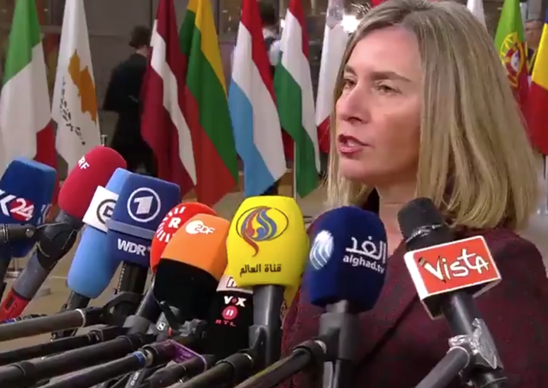 EU foreign affairs chief Federica Mogherini speaks at the summit