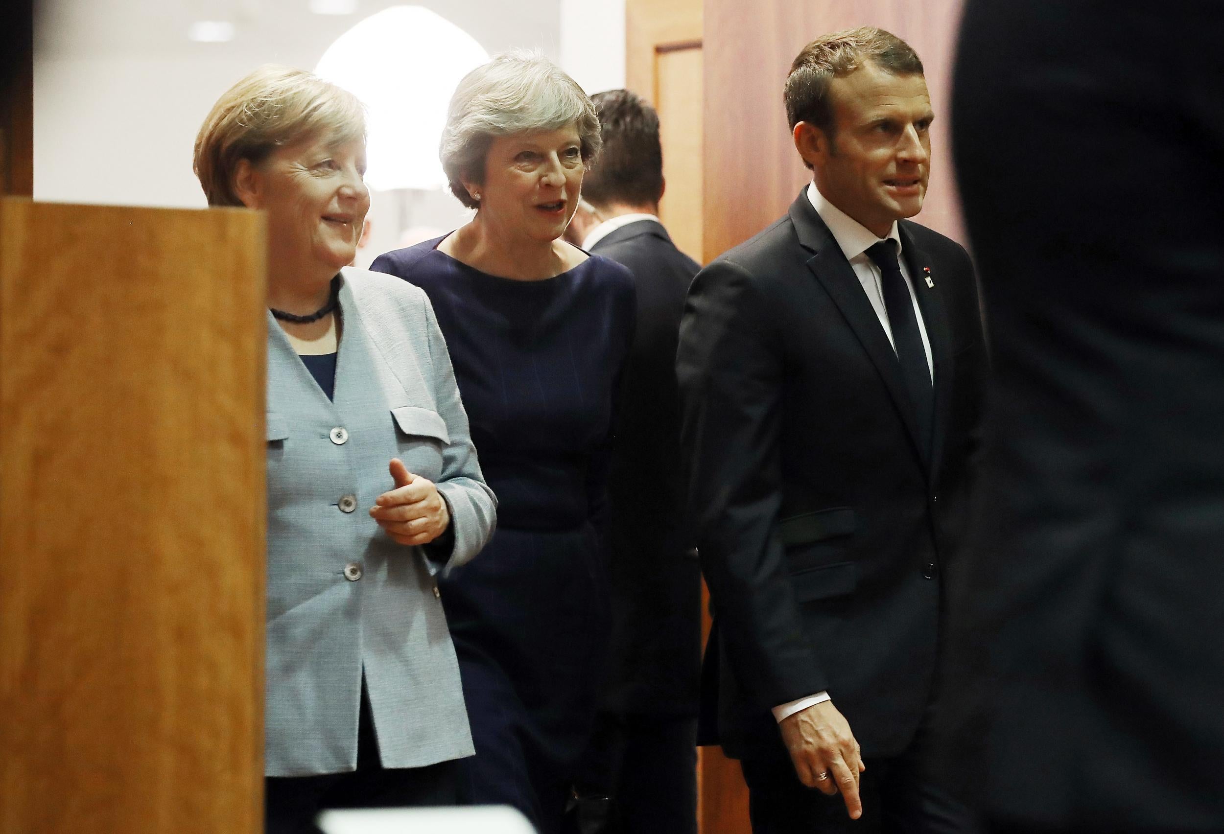 Angela Merkel, Theresa May and Emmanuel Macron at a previous meeting