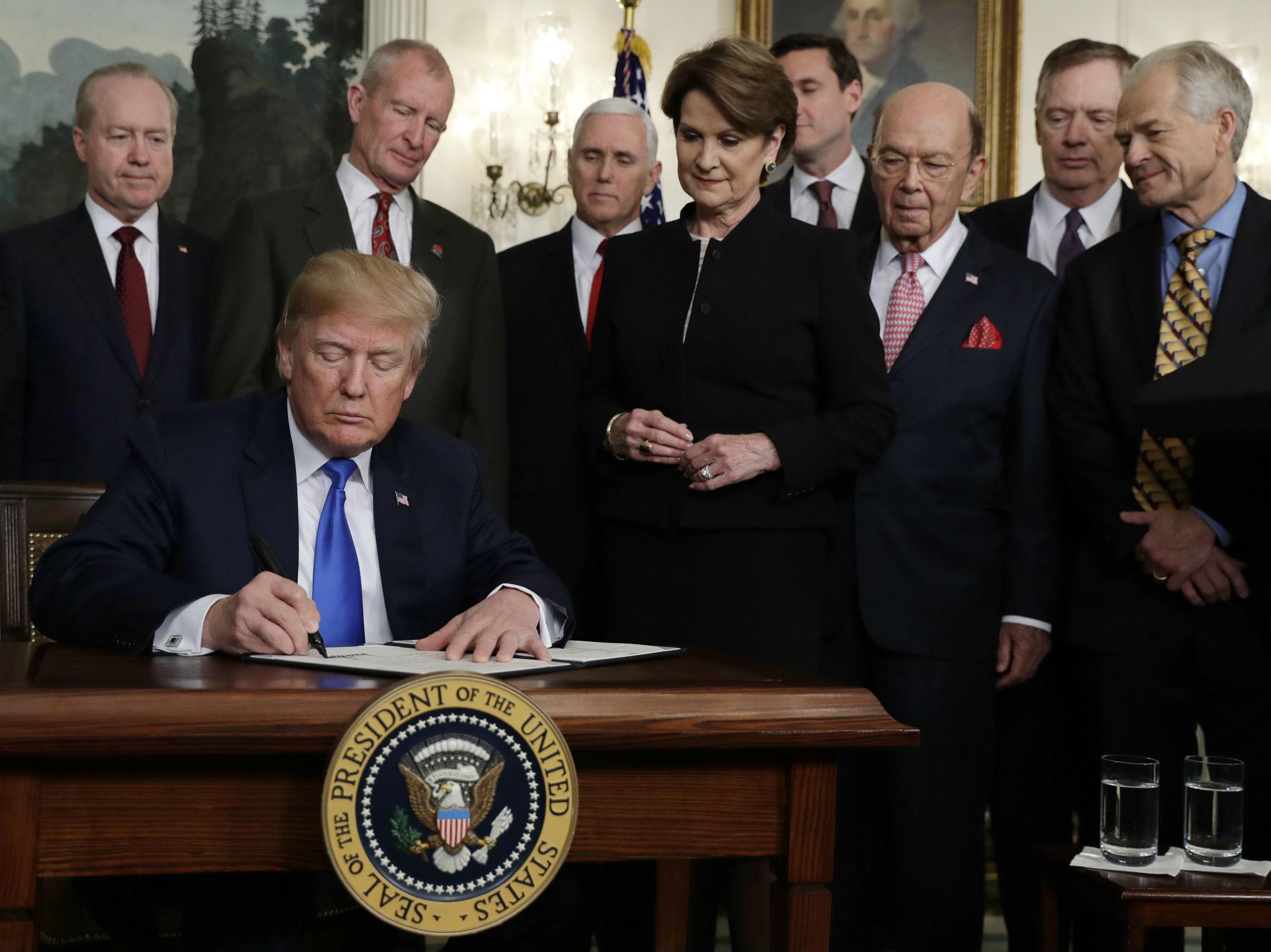 March 22: Donald Trump signs a presidential memorandum imposing tariffs and investment restrictions on China
