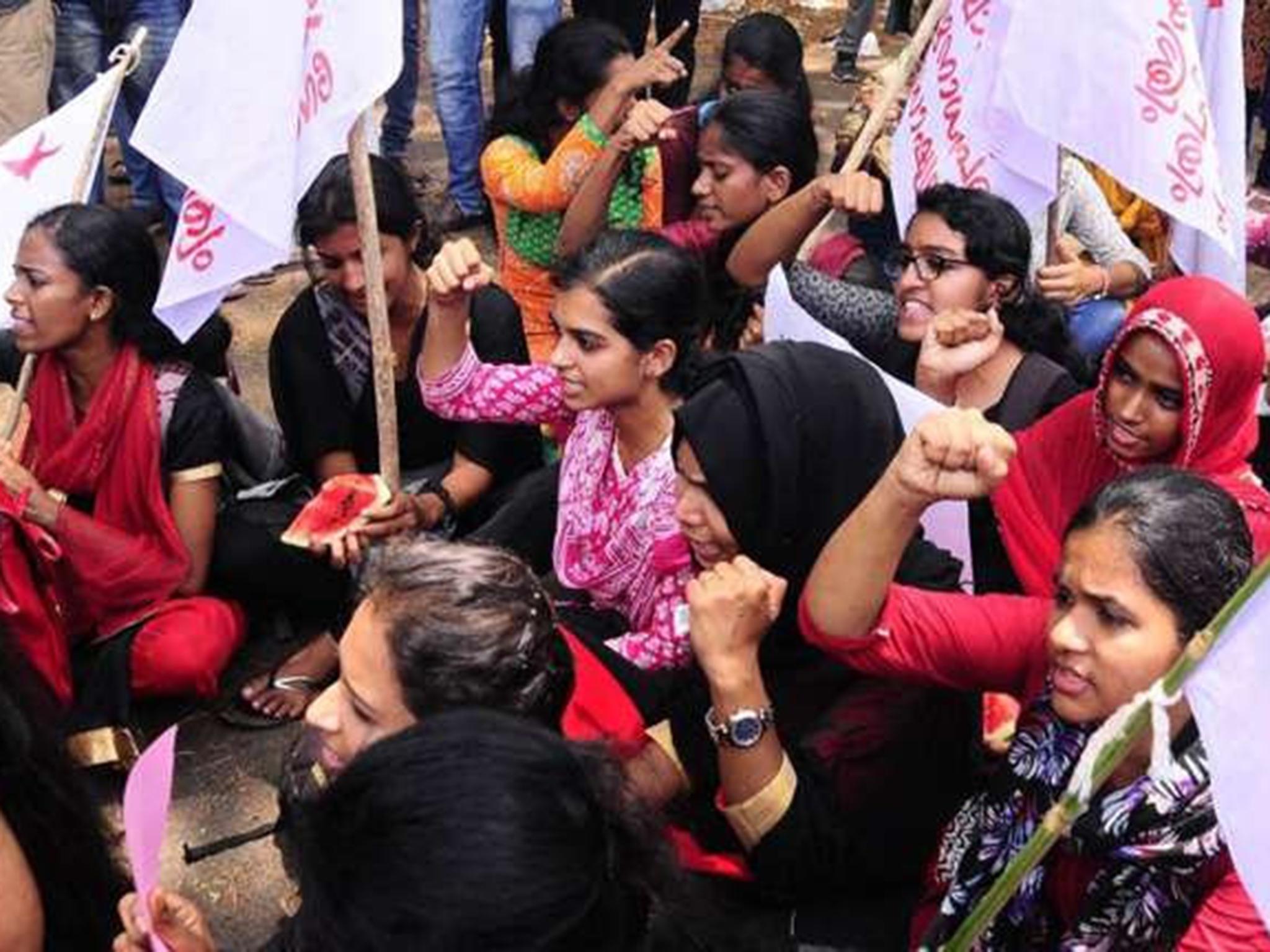 Furious students demonstrated against the purported remarks on the streets of Kozhikode, Kerala