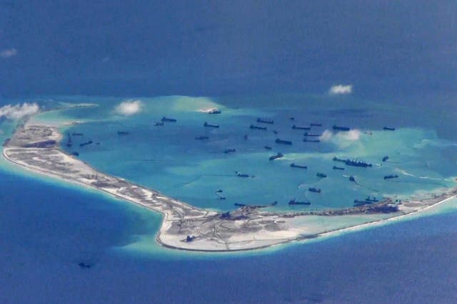  Chinese dredging vessels in the South China Sea, where Beijing has been building its military presence
