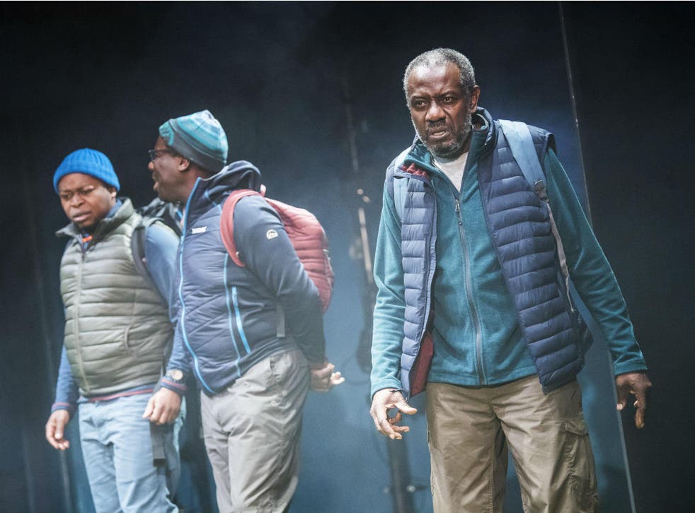 From left to right: Tonderai Munyevu, Trevor Laird, and Tyrone Huggins in ‘Black Men Walking’