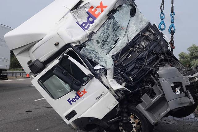 Photo issued by Thames Valley Police of the cab of a Fed Ex lorry driven by David Wagstaff