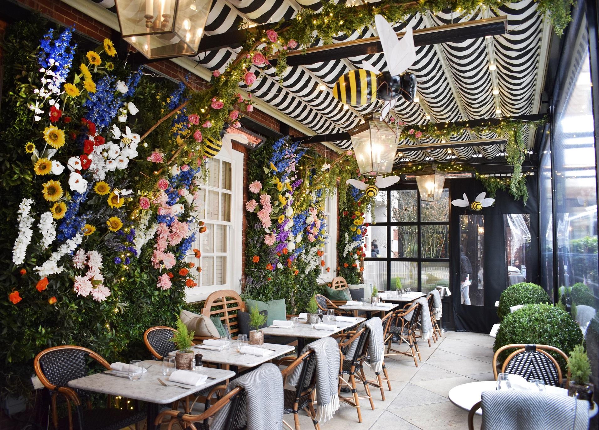 Master florist Nikki Tibbles Wild at Heart gave the Terrace a spring makeover