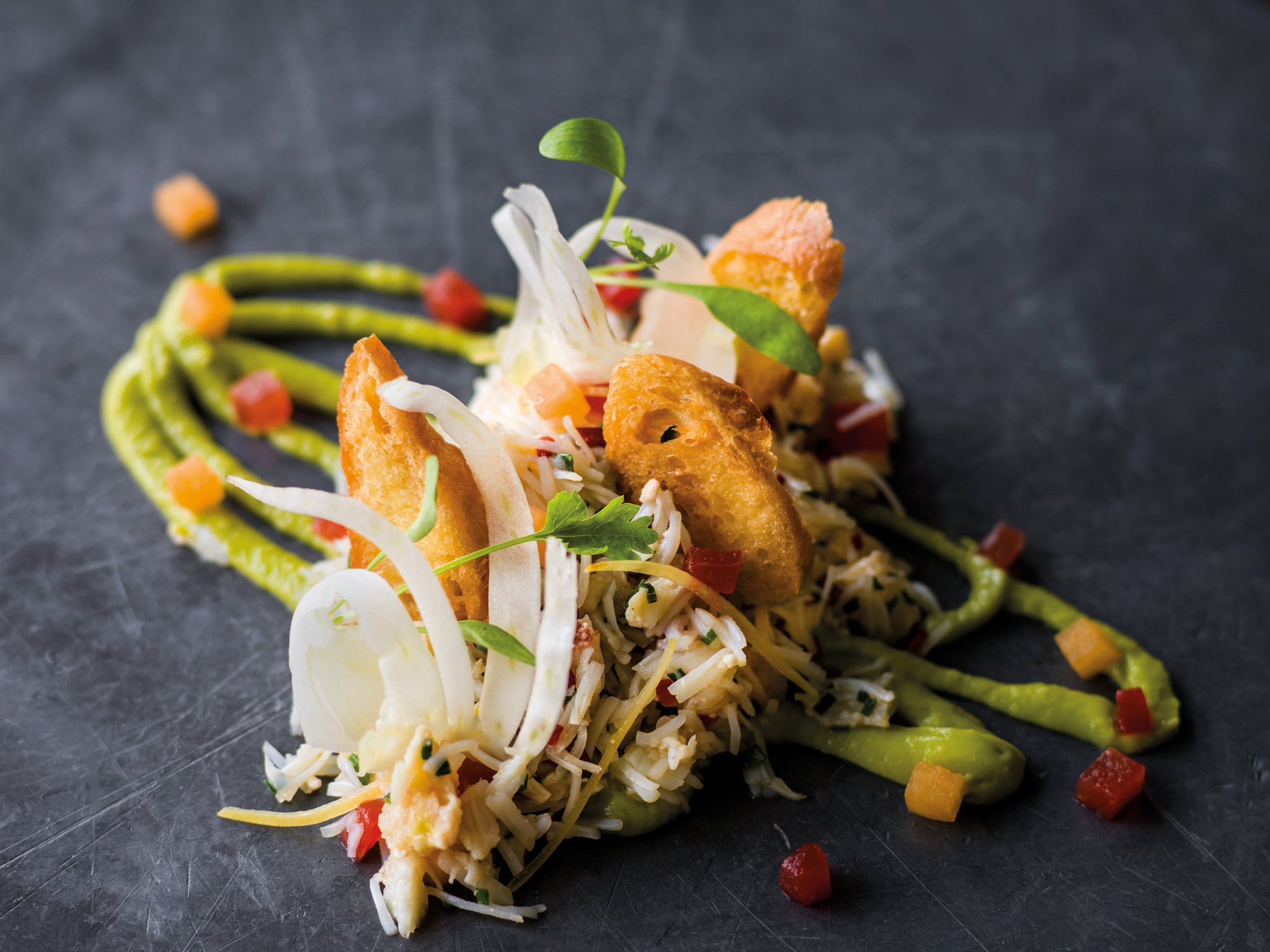Dressed crab: with Tobasco, avocado, fennel and melon this dish is as summery as it comes