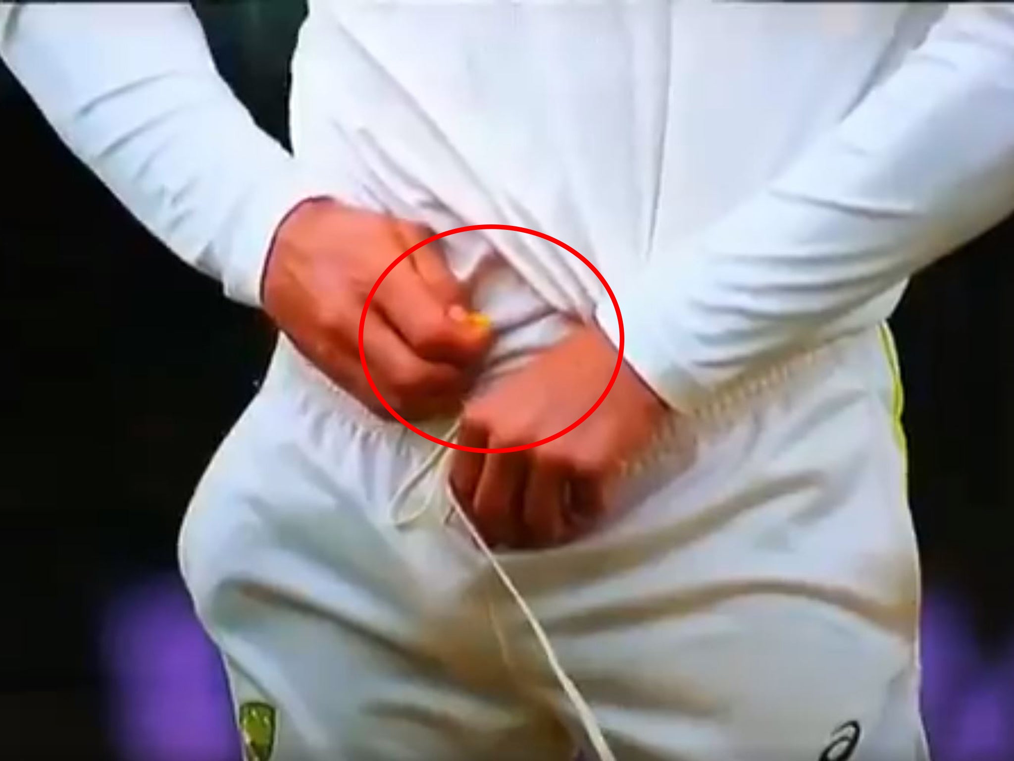 Bancroft then appeared to hide it in his trousers before the umpires spoke to him