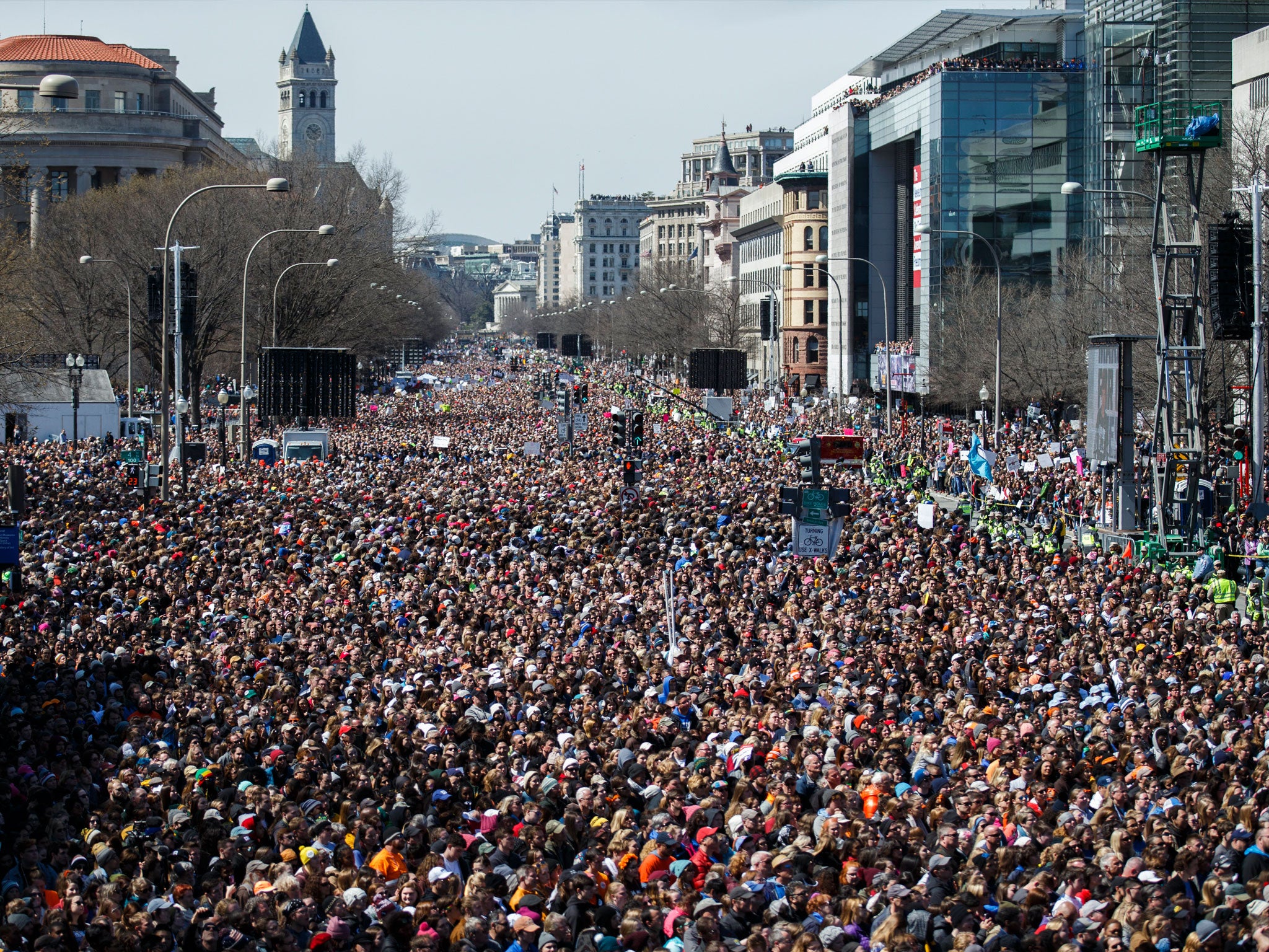 Protesters fill Pennsylvania Avenue during the March For Our Lives in Washington, DC