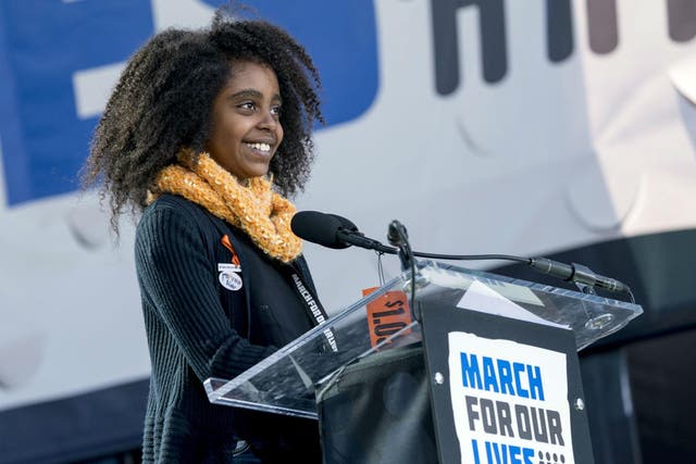 Naomi Wadler, 11, a student at George Mason Elementary School, who organized a school walkout at her school in Alexandria, Virginia