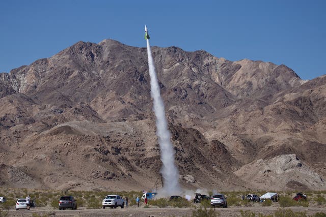 'Mad' Mike Hughes' homemade rocket launches near Amboy, California