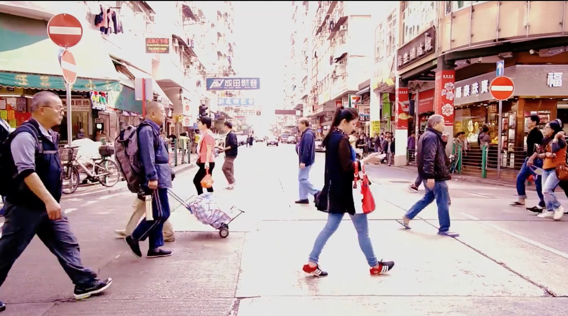 Busy street of Sham Shui Po