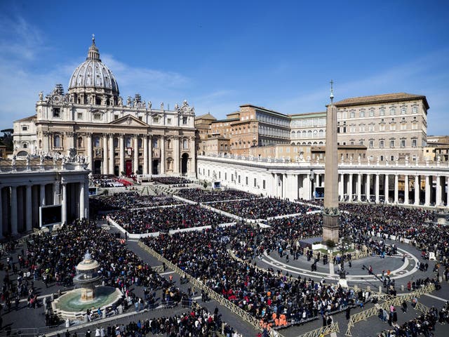 A view of St Peter's Square as Pope Francis celebrates Palm Sunday Mass at the Vatican, urging young people not to be silent and let their voices be heard