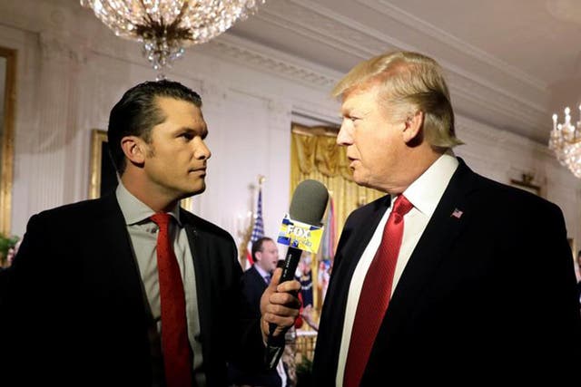 Pete Hegseth (left) is a favourite of the President and is rumoured to be a possible replacement for the embattled veteran affairs secretary, David Shulkin