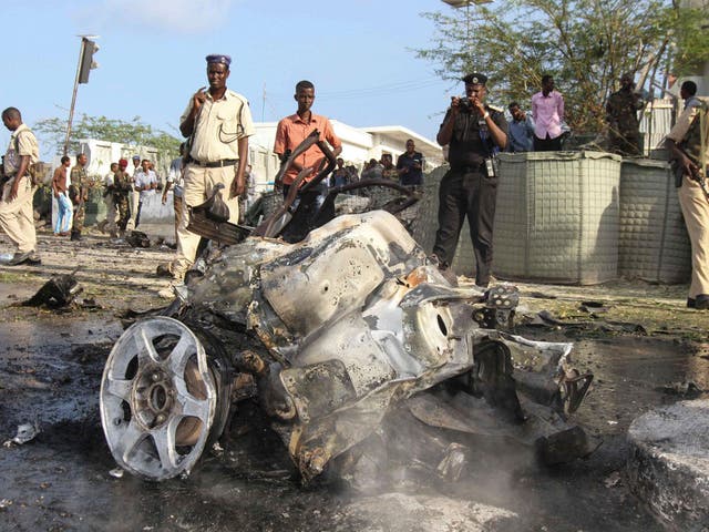 Police said the blast had left at least four people dead and injured almost a dozen others