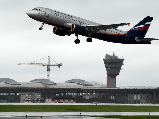 An Aeroflot aircraft takes off at Moscow's Sheremetyevo international airport