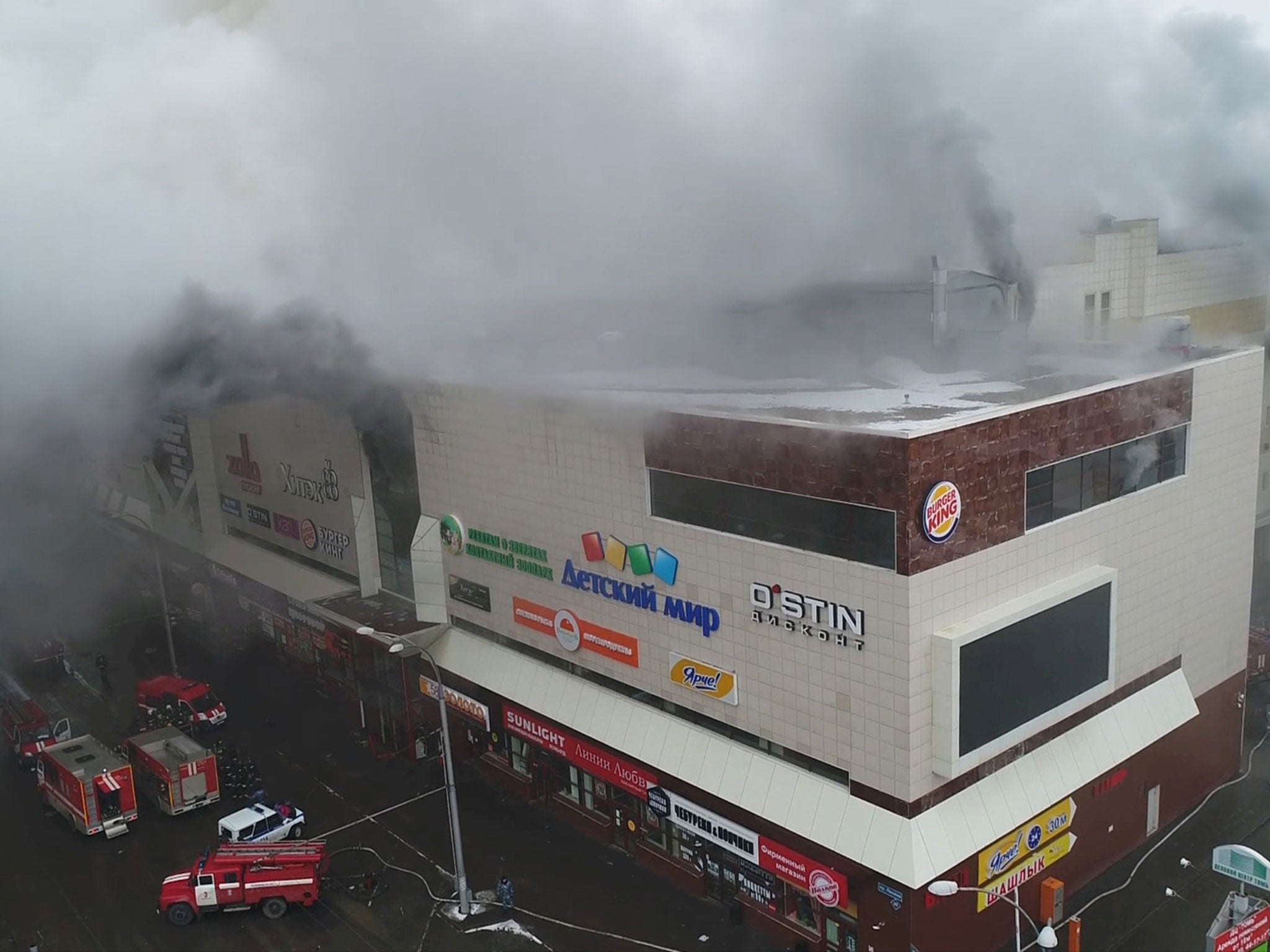 Still photo taken from video provided by Russian Emergencies Ministry shows the damage from the fire