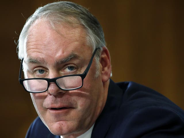 Interior Secretary Ryan Zinke, pictured Senate Committee on Energy and Natural Resources in Washington