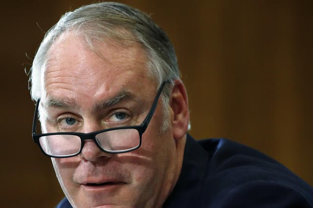 Interior Secretary Ryan Zinke, pictured Senate Committee on Energy and Natural Resources in Washington