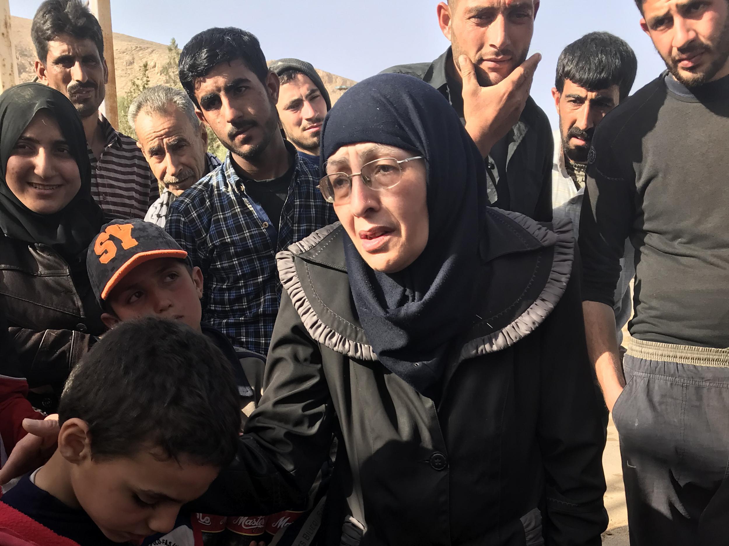 Sana el-Boukeri in a Syrian refugee camp. She lost her civilian husband and son in the Syrian and Russian bombardment of eastern Ghouta while her other son was wounded fighting in the Syrian government army on the other side of the front line