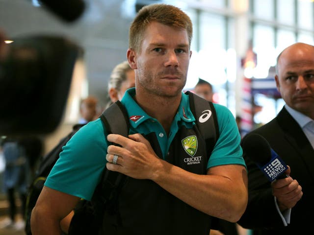 Former Australian cricket vice-captain David Warner arrives at Cape Town International Airport
