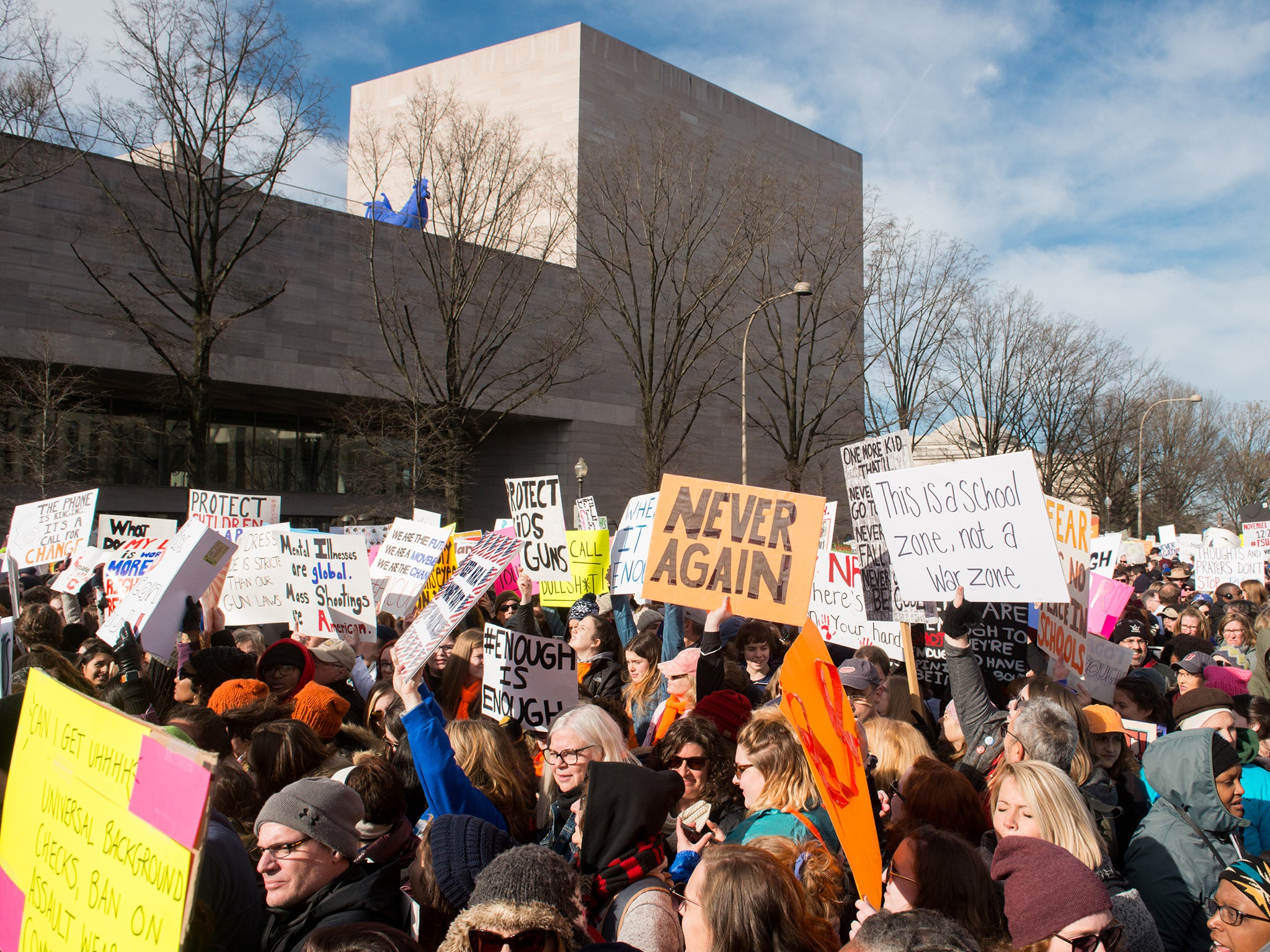 March For Our Lives had 800,000 attendees, far outstripping Donald Trump’s inauguration crowd just over a year ago (Getty)