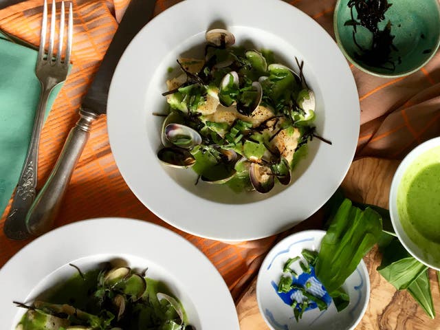 Wild thing: often whipped up into a pesto, the fragrant plant is natural partner to potatoes, but here we’ve paired with seafood