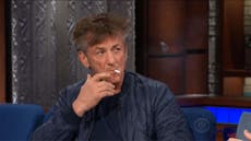Sean Penn smokes and says he is on Ambien in Colbert interview