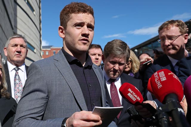 Ireland international Paddy Jackson gives a statement after being found not guilty of rape and sexual assault