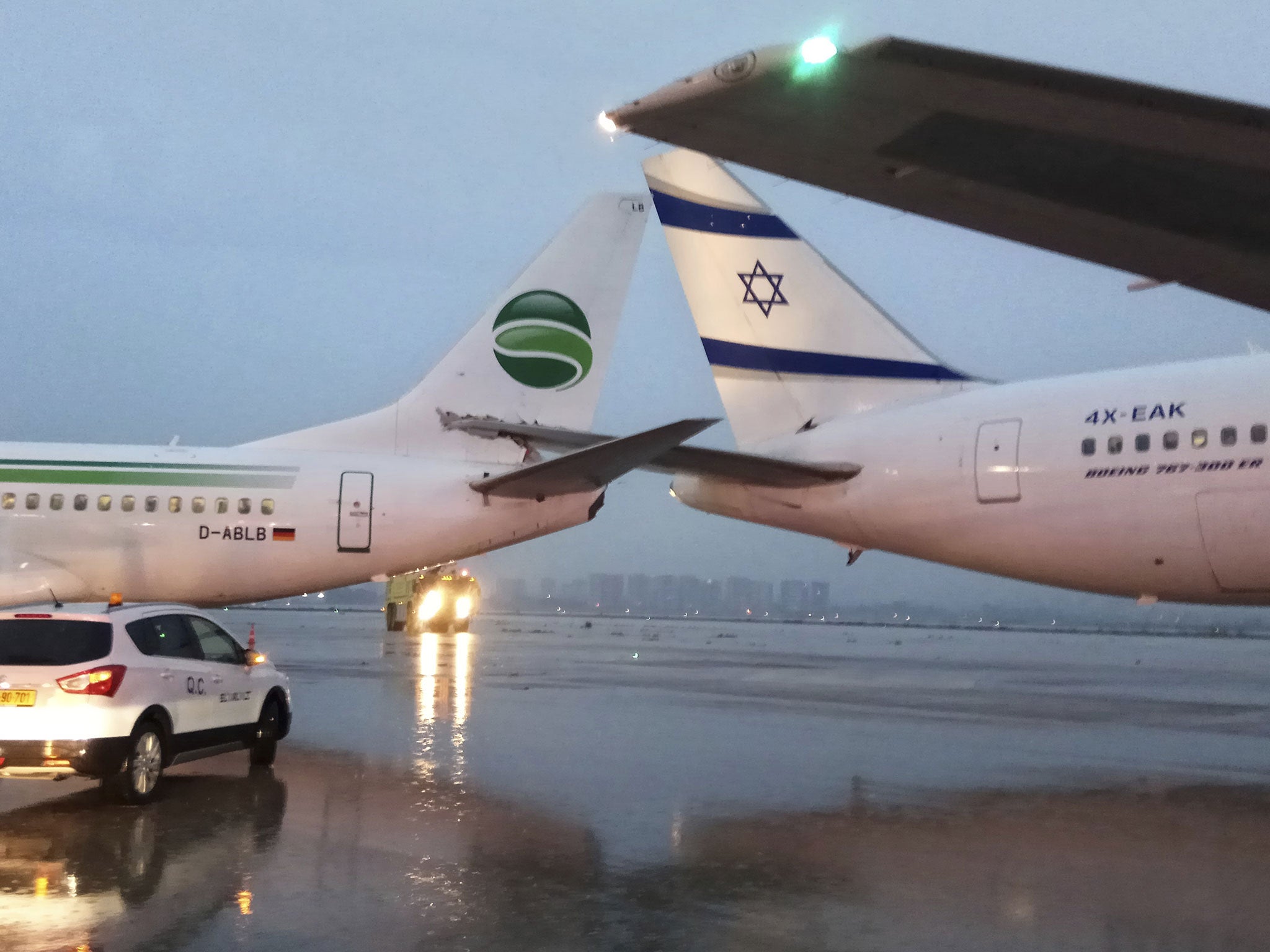 A German plane collided with an Israeli plane on the ground at Ben Gurion airport near Tel Aviv, Israel
