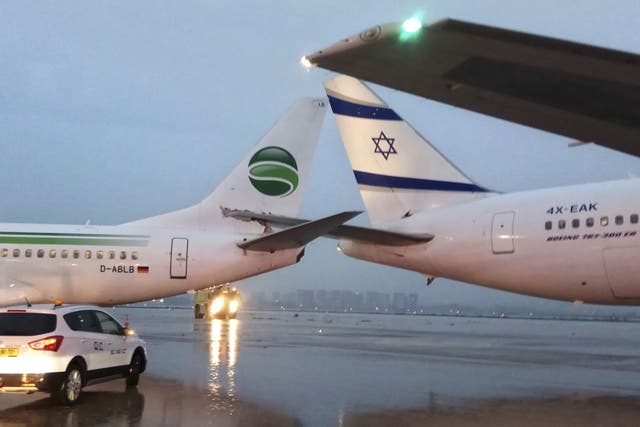 A German plane collided with an Israeli plane on the ground at Ben Gurion airport near Tel Aviv, Israel