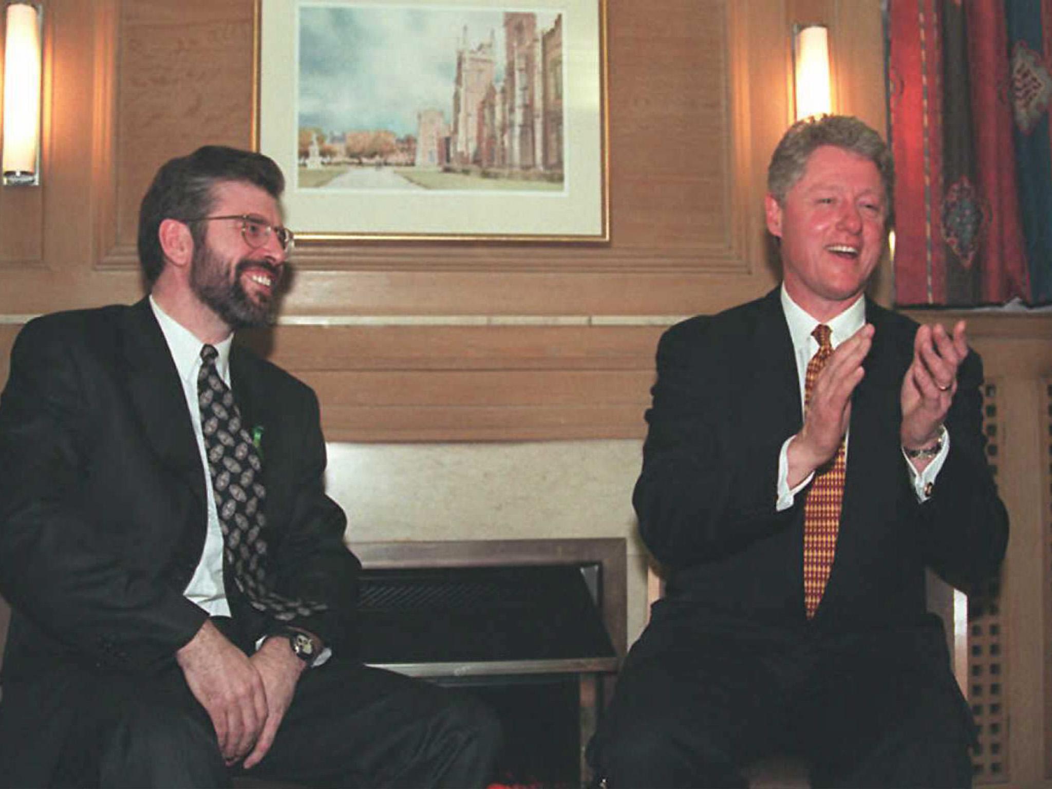 Sinn Fein leader Gerry Adams with US president Bill Clinton in 1995