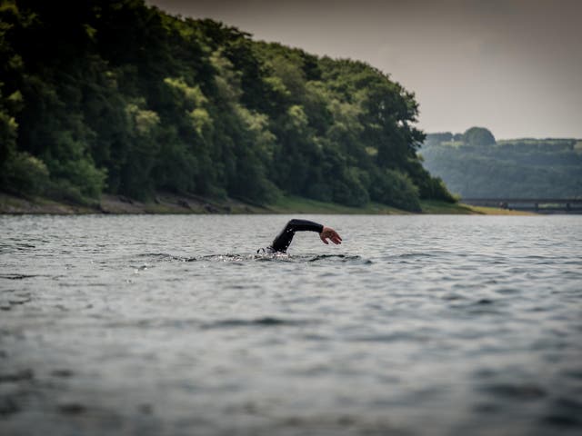 Swimmer participating in Exmoor Open Water Swim, one of the events set to cut out single-use plastics this year